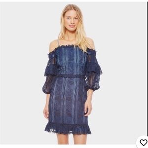 58. Parker Irma Cold-shoulder Lace Dress in Night (Navy Blue)
